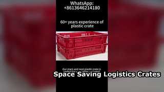 ลังพลาสติกแบบเรียงซ้อนและซ้อนสำหรับจัดแสดงผัก | โซลูชันการจัดเก็บซูเปอร์มาร์เก็ตแบบระบายอากาศ