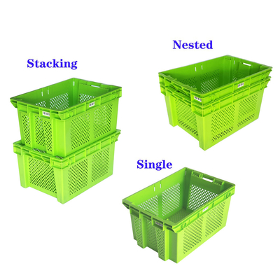 ซื้อ กล่องพลาสติก Mesh กล่องหมุนเวียน Stackable สําหรับผลไม้และผัก 485x360x290mm การผลิตออนไลน์
