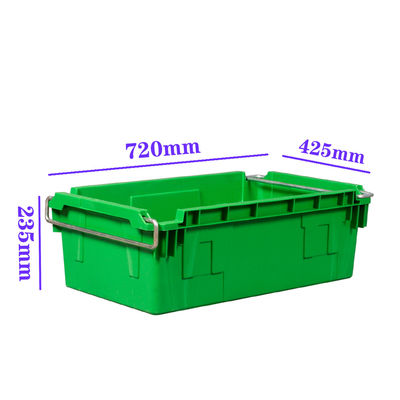 ซื้อ กองอุตสาหกรรมและลังพลาสติกรังพร้อมแขนสวิงโลหะลังเก็บ PP 45L 720 × 425 × 235 มม. ผู้ผลิต OEM การผลิตออนไลน์