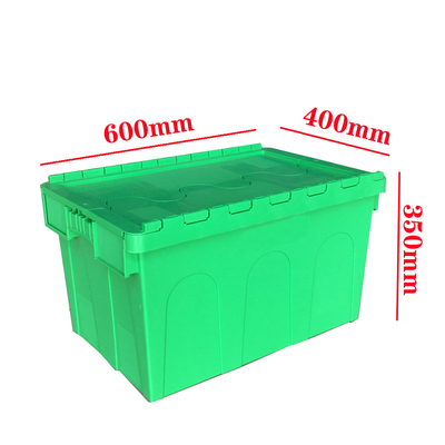 550x370x320mm กล่องพับที่สามารถสะสมได้ พลาสติกเคลื่อนที่ที่มีถังปิดติด