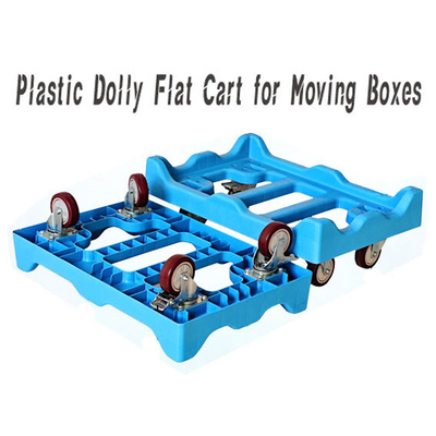 พลาสติก ดอลลี่ คาร์ต Flat สําหรับการย้ายกล่องภาระหนัก 600 * 400mm Platform ดอลลี่ Trolley